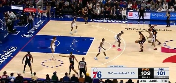 半岛体育注册网址-奋力追赶！76人1分25秒内外开花打出9-0攻击波 追到个位数分差